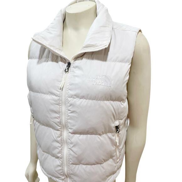 The North Face White Puffer Vest White Logo Medium - Picture 2 of 10